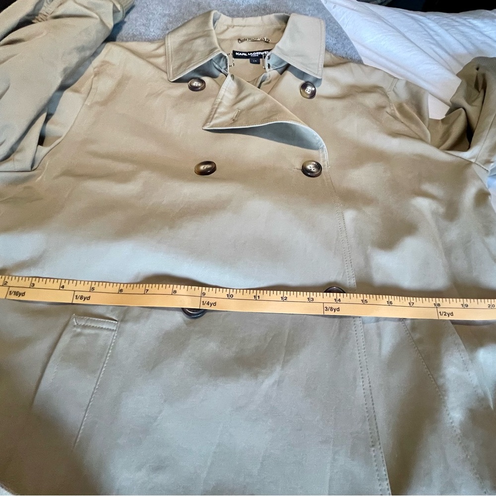 Karl Lagerfeld Gabardine Rushed Sleeve Trench Coat NWT - Picture 16 of 17